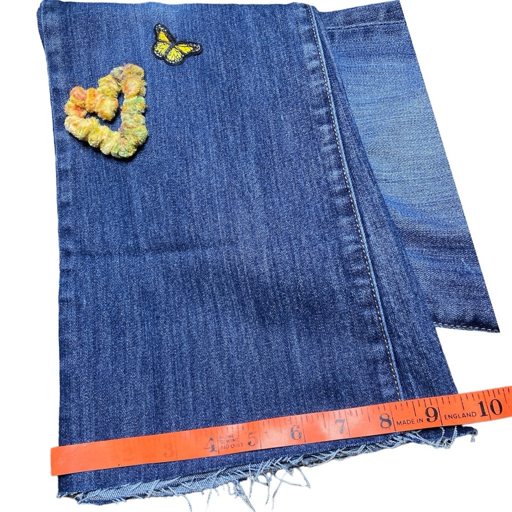 Jeans LOYAL MUSE UPCYCLED Sz 8 Reg Embroidery Butterfly Patches LOVE Rainbow 🌈 - Picture 13 of 14